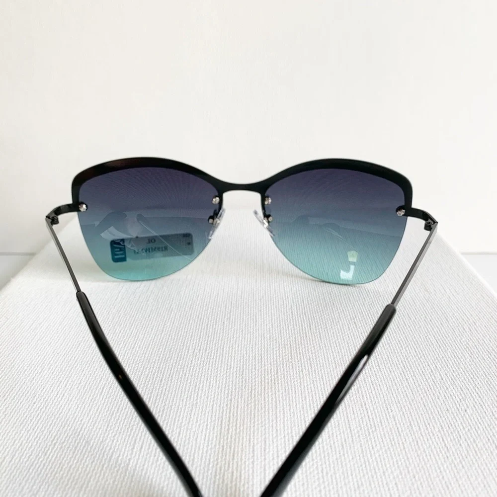 NWT blue lens semi rimless sunglasses